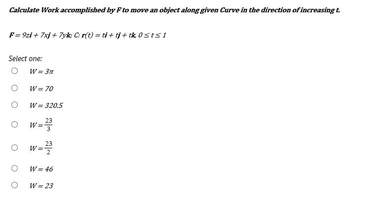 Solved Calculate Work accomplished by F to move an object | Chegg.com