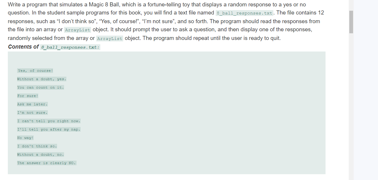 Solved Write a program that simulates a Magic & Ball, which | Chegg.com