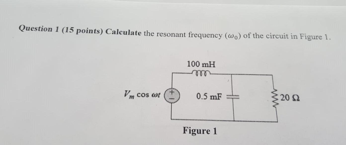 Solved Question 1 (15 points) Calculate the resonant