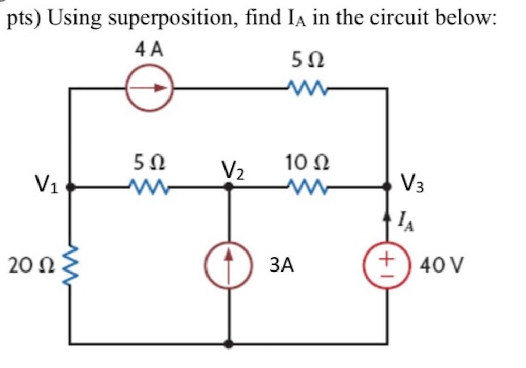 Solved pts) Using superposition, find IΑ in the circuit | Chegg.com