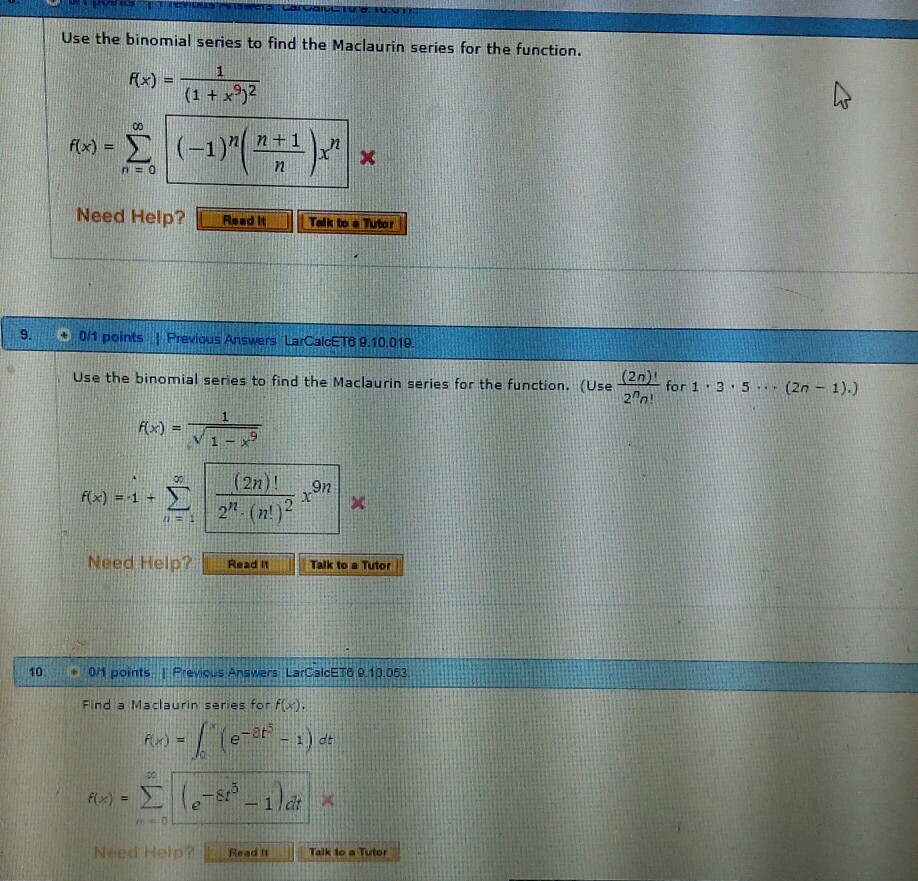 Solved Use The Binomial Series To Find The Maclaurin Series | Chegg.com