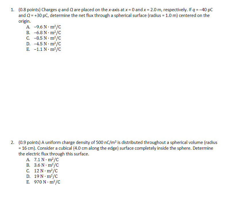 Solved 1 0 8 Points Charges Q And Q Are Placed On The Chegg Com