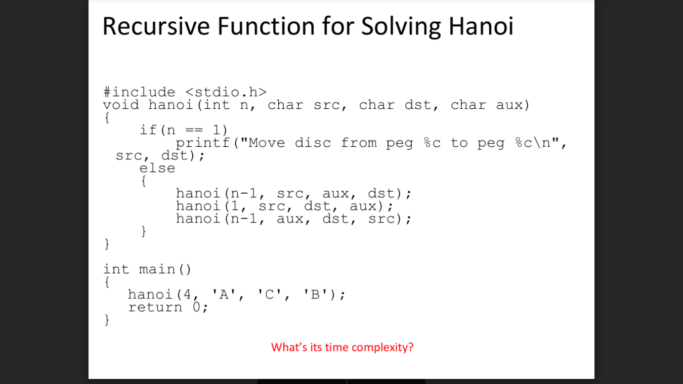 Solved Calculate the time complexity of Tower of Hanoi | Chegg.com
