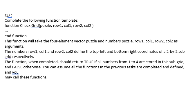 Solved Q3 : Complete the following function template: | Chegg.com