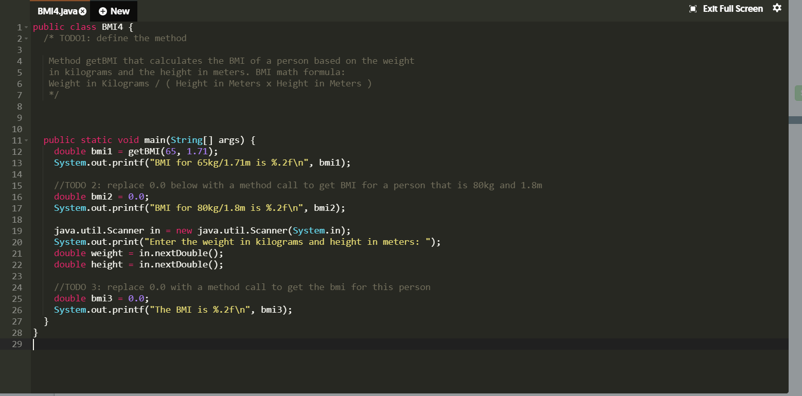 Solved Use the comments to change/fix the code ( Java | Chegg.com