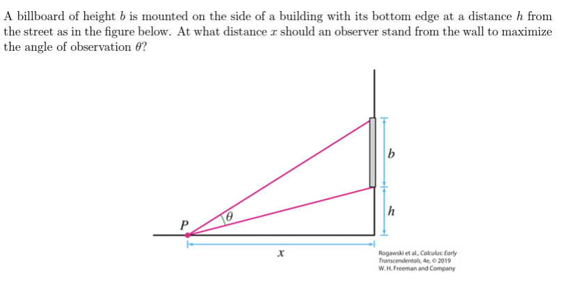 Solved A Billboard Of Height B Is Mounted On The Side Of A | Chegg.com