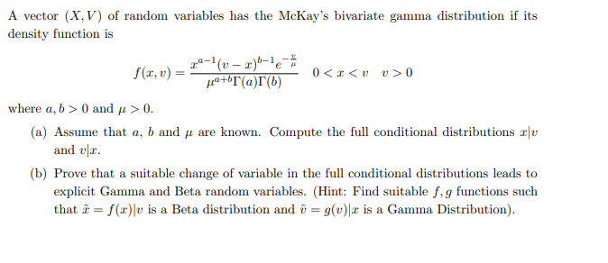 Solved A Vector X V Of Random Variables Has The Mckay S Chegg Com