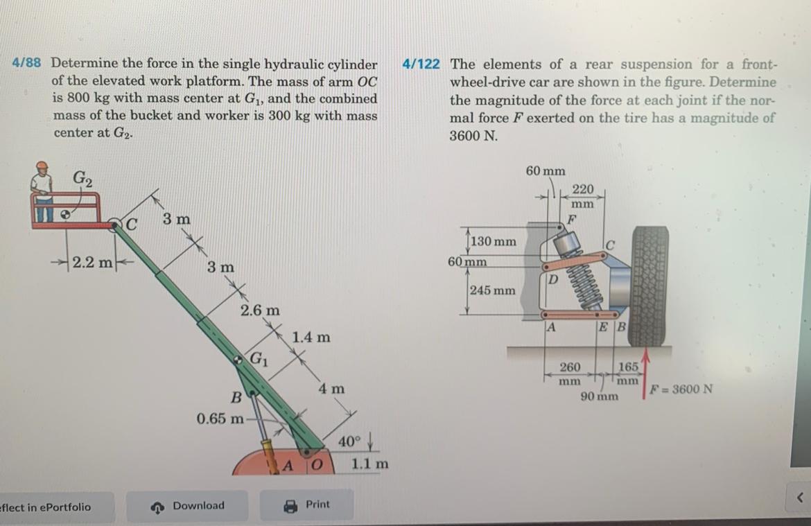 solved-4-88-determine-the-force-in-the-single-hydraulic-chegg