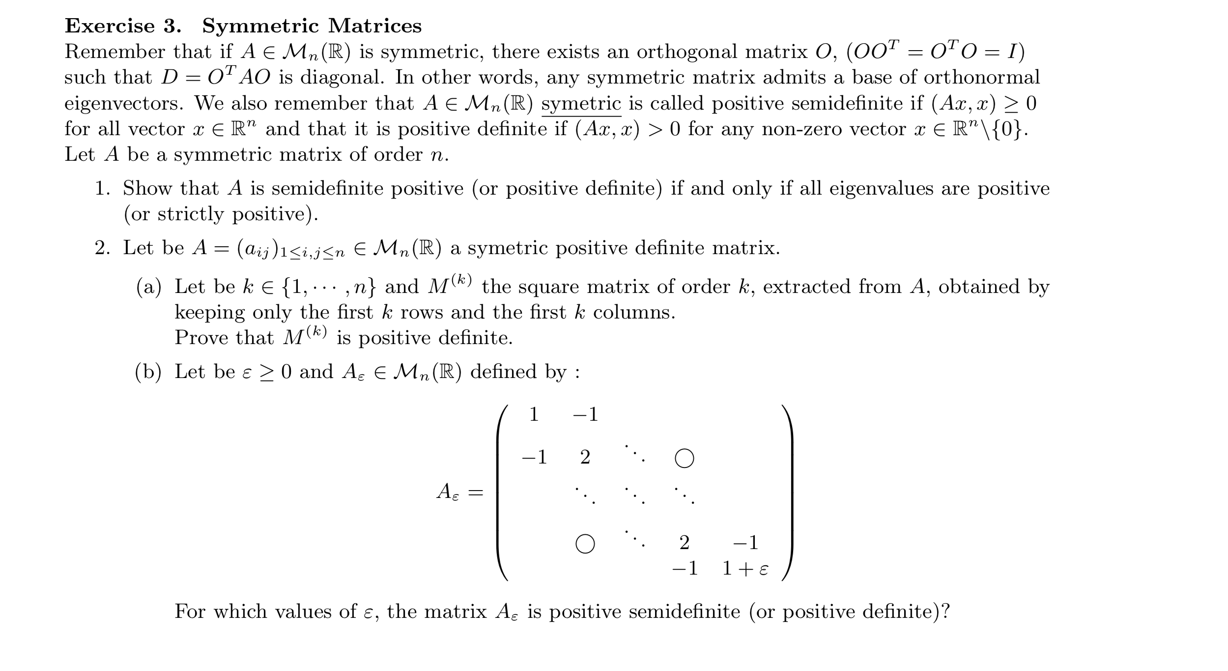 Solved Exercise 3 Symmetric Matrices Remember That If