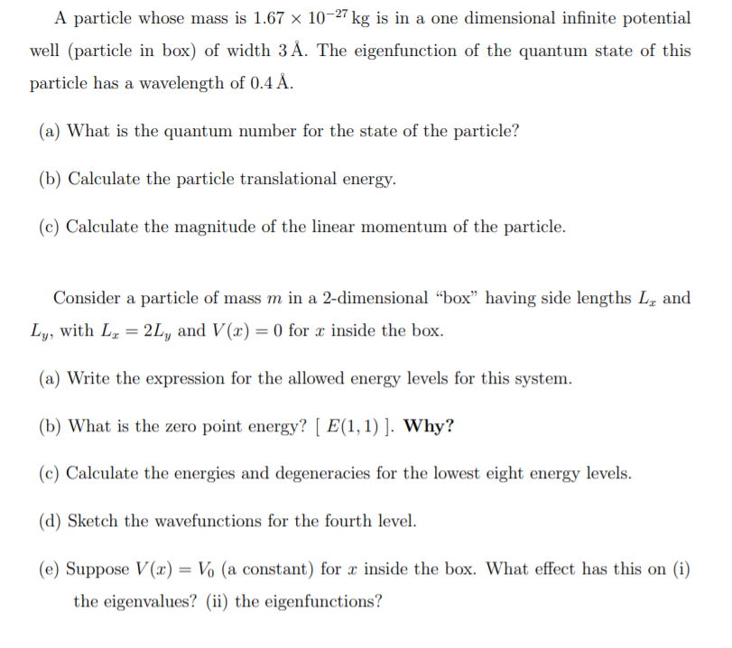 Solved A Particle Whose Mass Is 1 67 X 10 27 Kg Is In A O Chegg Com