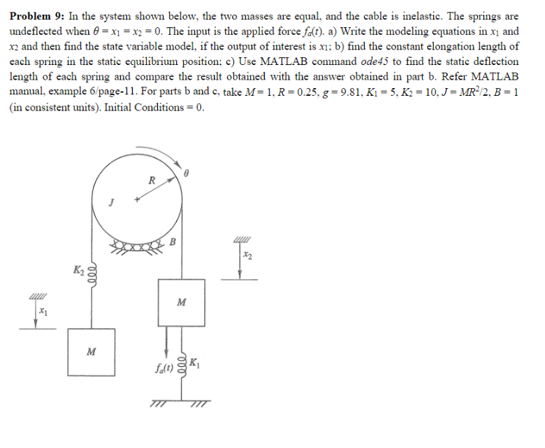 Solved Problem 9: In the system shown below, the two masses | Chegg.com