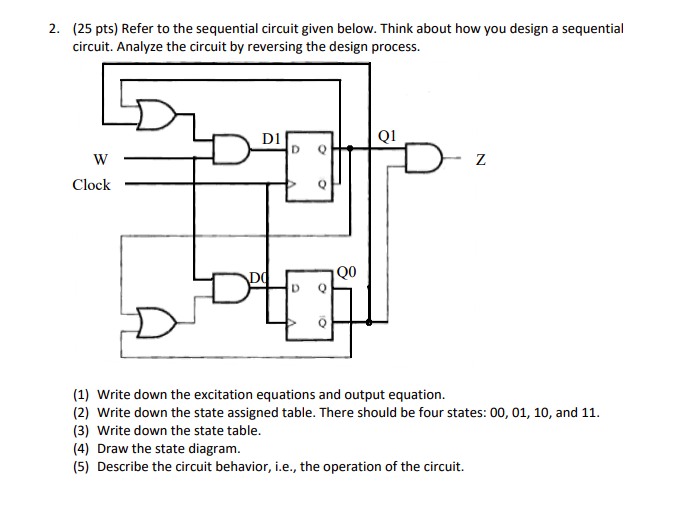 Solved 2. (25 pts) Refer to the sequential circuit given | Chegg.com