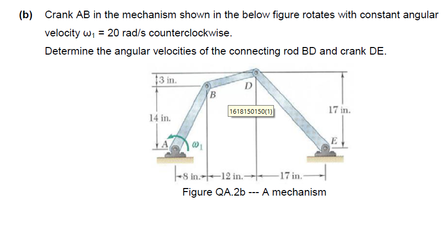 Solved (b) Crank AB In The Mechanism Shown In The Below | Chegg.com