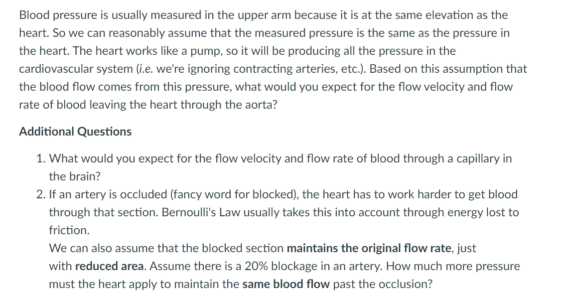 Solved Blood pressure is usually measured in the upper arm | Chegg.com