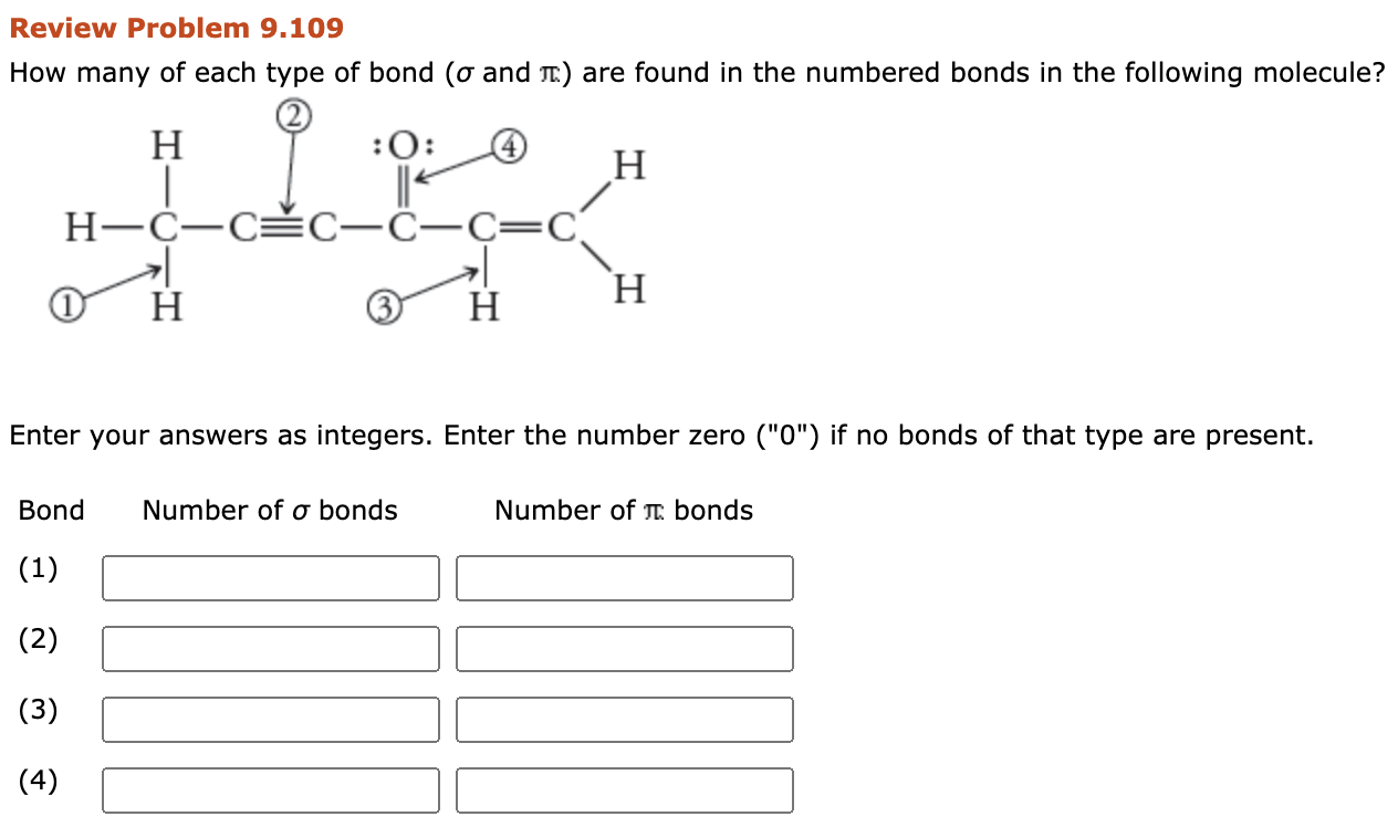 Solved Review Problem 9.109 How Many Of Each Type Of Bond (o | Chegg.com