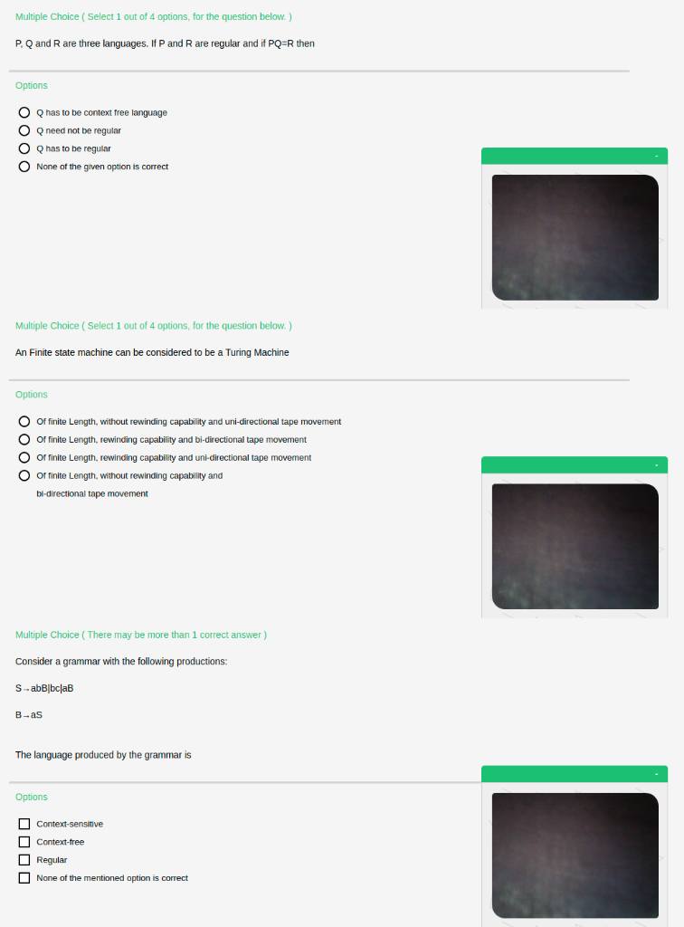 Solved Multiple Choice (Select 1 out of 4 options for the | Chegg.com