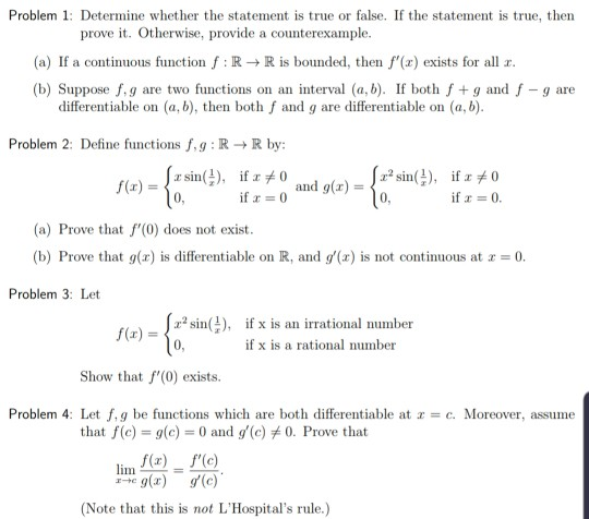 Solved Problem 1 Determine Whether The Statement Is True Chegg Com