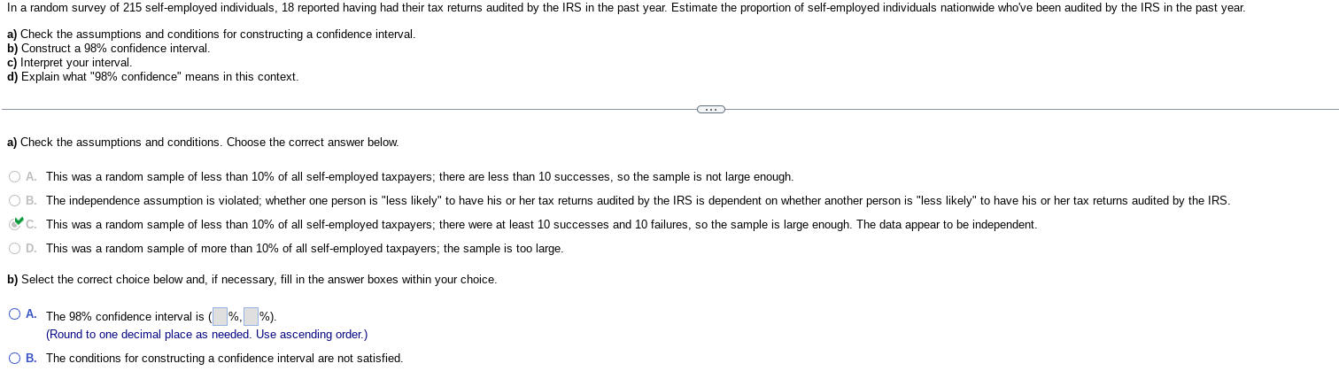 Solved a) Check the assumptions and conditions for | Chegg.com