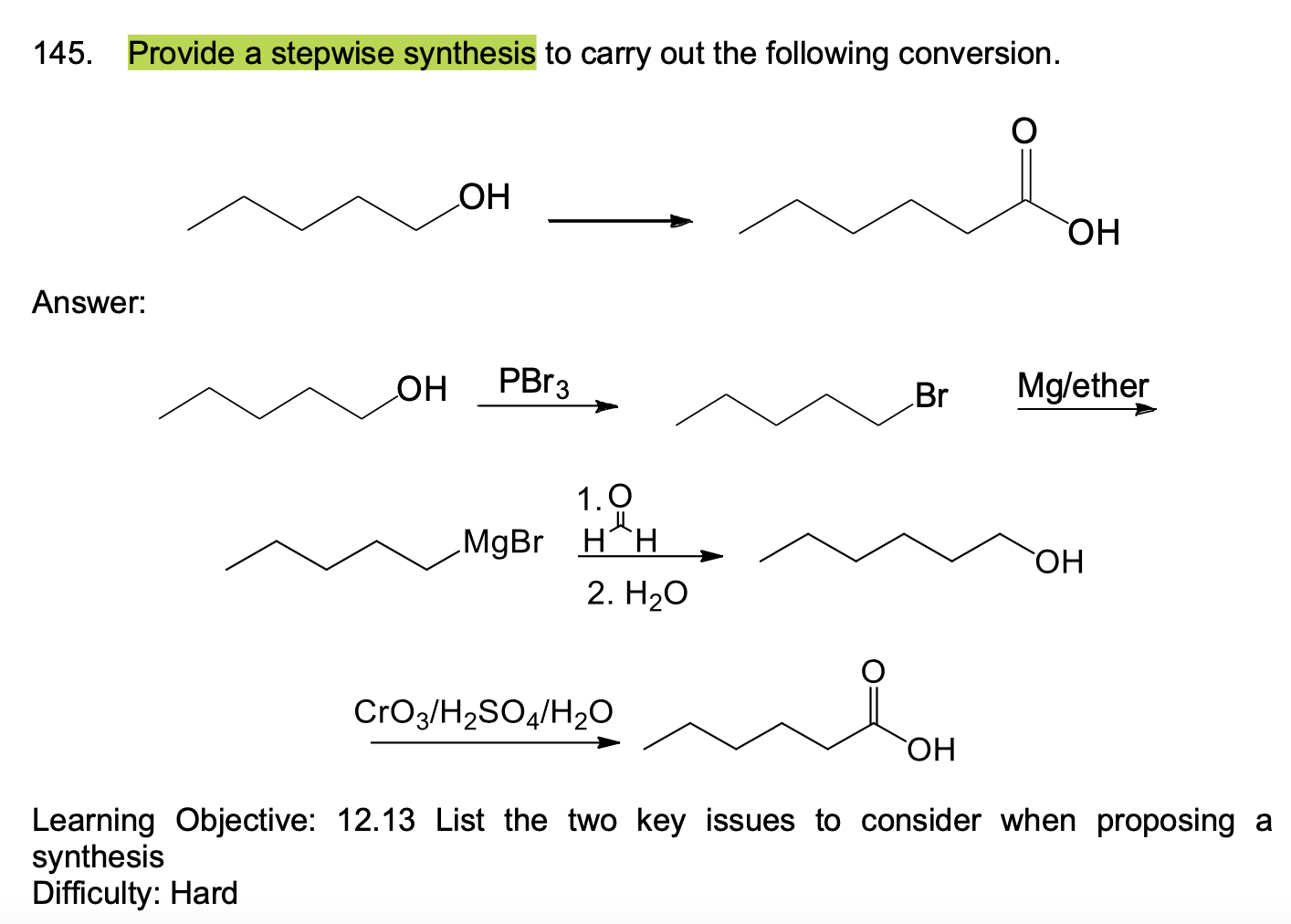 Solved If possible, can you achieve this synthesis in a | Chegg.com