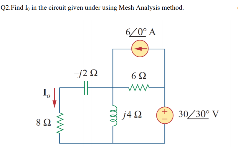 Solved Q2.Find I, in the circuit given under using Mesh | Chegg.com