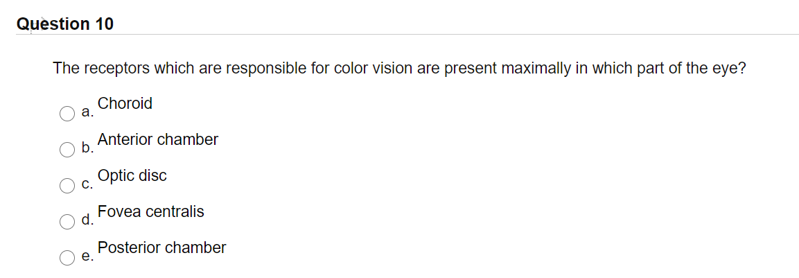 Question 10 The receptors which are responsible for | Chegg.com