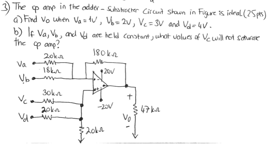 Solved op amp 3) The in the adder - Substrocter Circut shown | Chegg.com