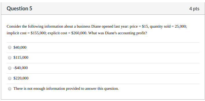 Solved Question 5 4 Pts Consider The Following Information Chegg