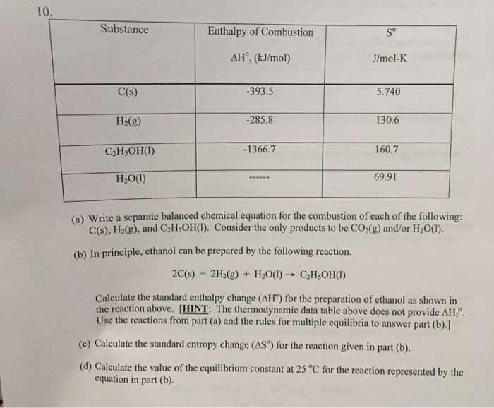 Solved Write a separate balanced chemical equation for the