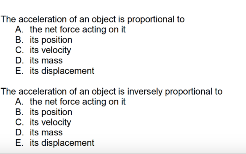 solved-the-acceleration-of-an-object-is-proportional-to-a-chegg