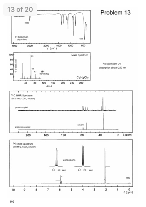 Solved 13 of 20 Problem 13 R Spectrum 1600 1200 Mass | Chegg.com