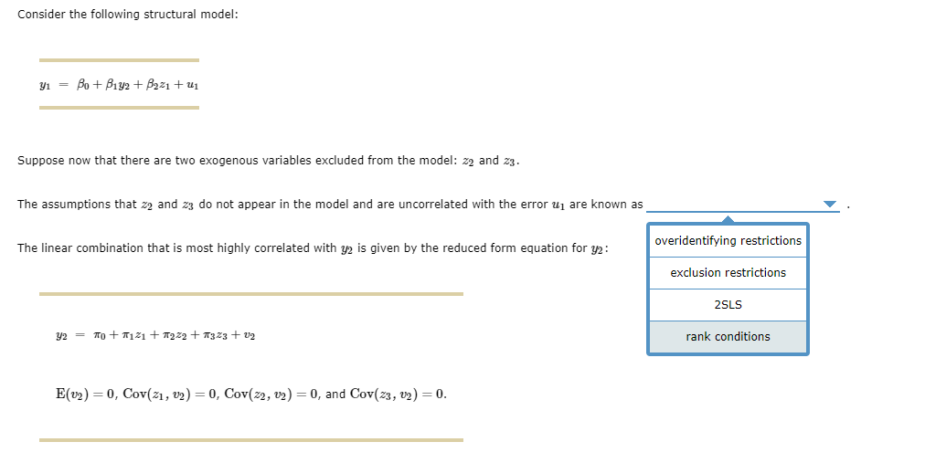 Solved Consider The Following Structural Model: | Chegg.com