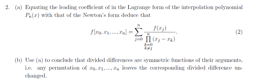 Solved 2. (a) Equating the leading coefficient of in the | Chegg.com