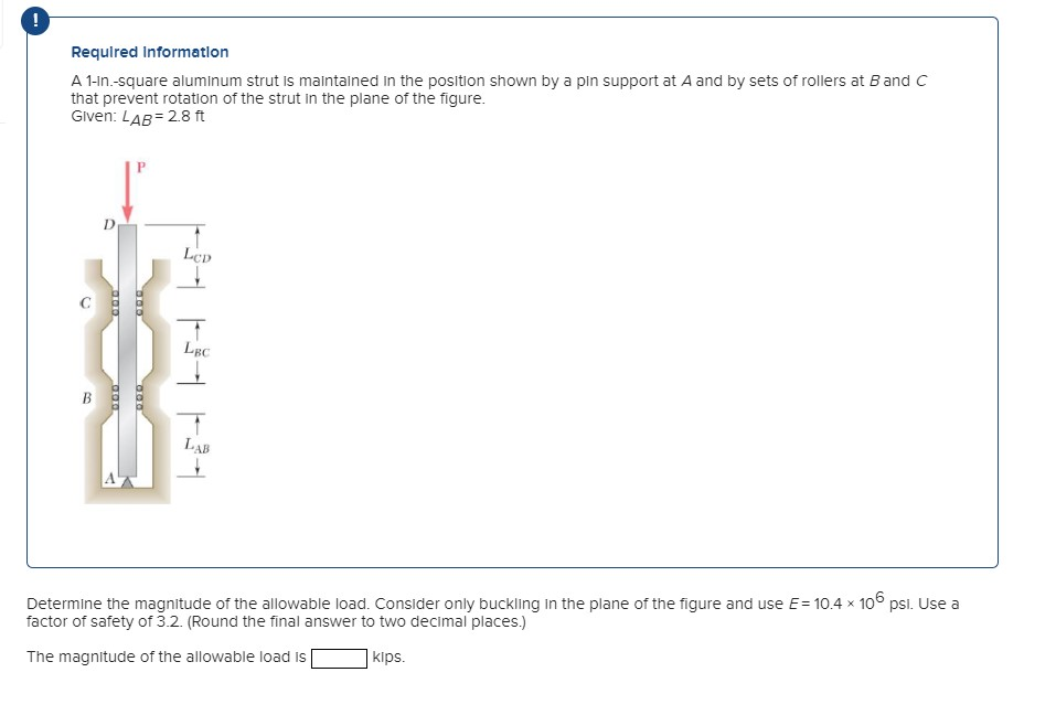 Solved Required Information A 1-in.-square aluminum strut is | Chegg.com
