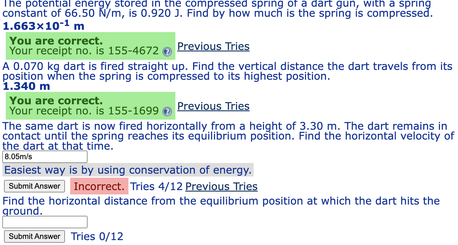 Solved The potential energy stored in the compressed spring