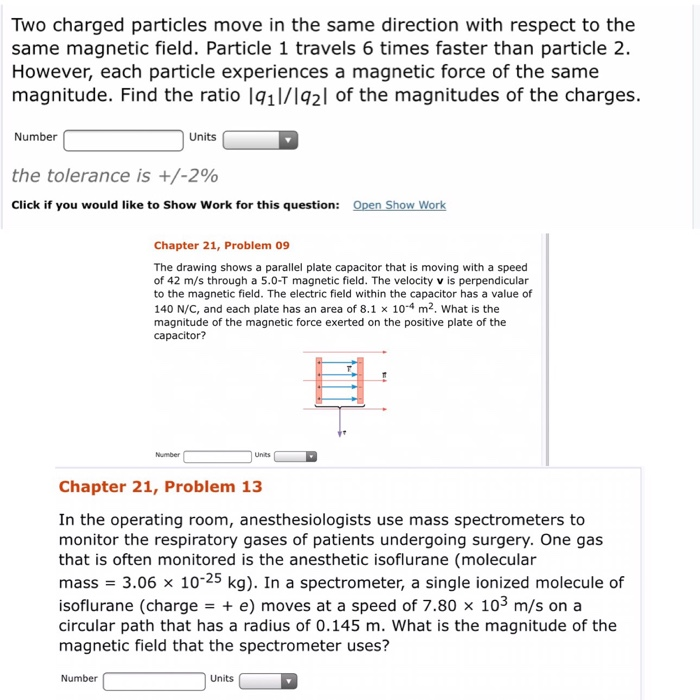Solved Two charged particles move in the same direction with | Chegg.com