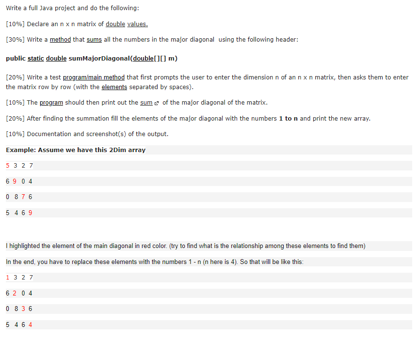 Solved Write a full Java project and do the following: | Chegg.com