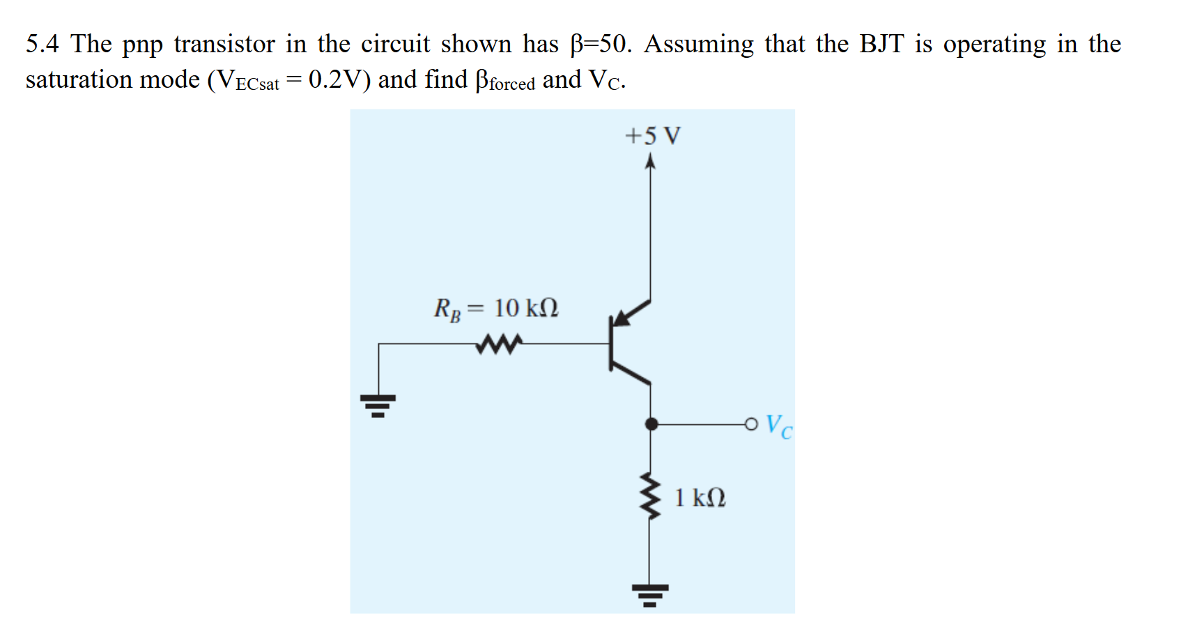 Solved 5.4 The pnp transistor in the circuit shown has B50.