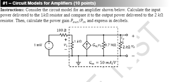 Solved Instructions: Consider The Circuit Model For An 