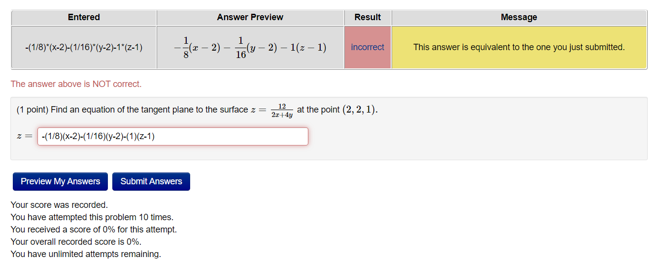 Solved The Answer Above Is NOT Correct. (1 Point) Find An | Chegg.com