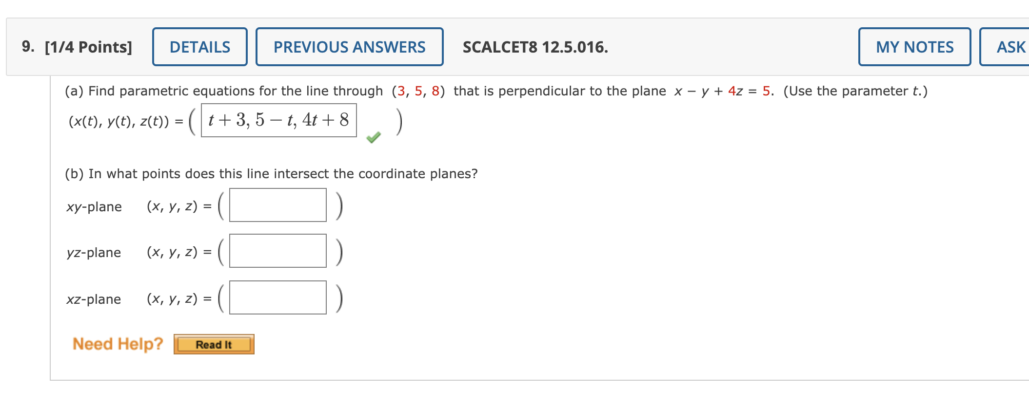 Solved (a) Find parametric equations for the line through