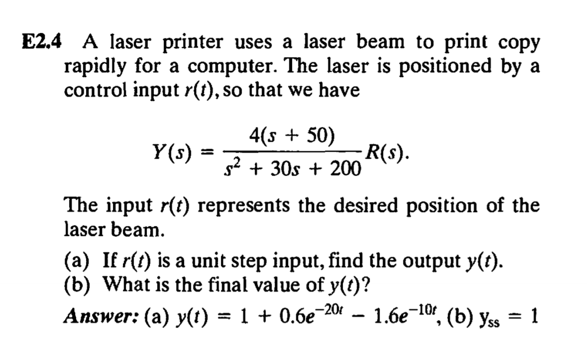 Solved E2.4 A laser printer uses a laser beam to print copy