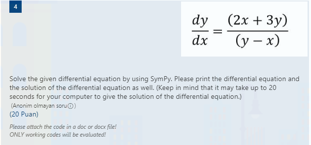 Solved dy dx (2x + 3y) (y – x) Solve the given differential | Chegg.com