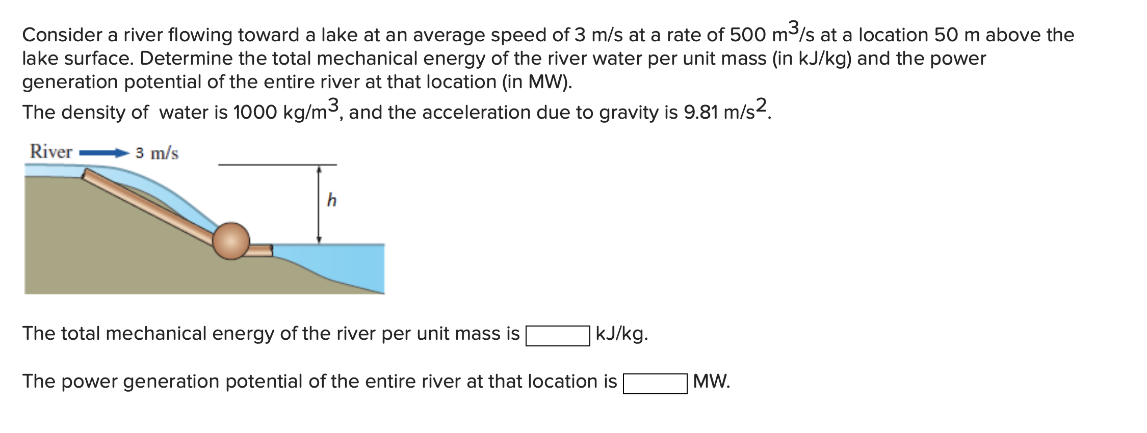 Solved Consider a river flowing toward a lake at an average | Chegg.com