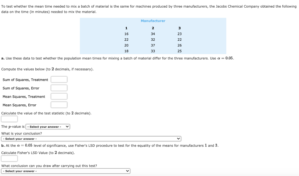 Solved To Test Whether The Mean Time Needed To Mix A Batch | Chegg.com