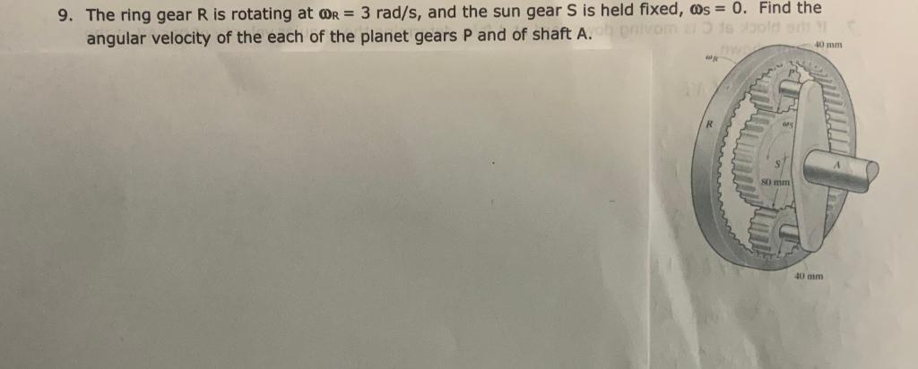 Solved 9. The ring gear R is rotating at Or = 3 rad/s, and | Chegg.com
