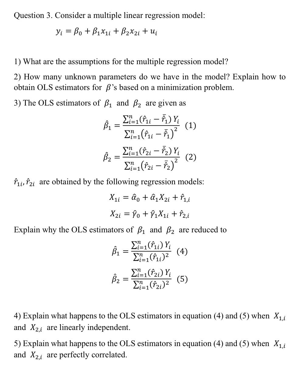 Solved Question 3. Consider a multiple linear regression | Chegg.com