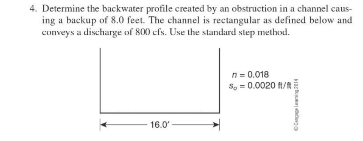 Solved 4. Determine the backwater profile created by an | Chegg.com