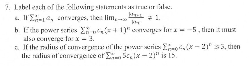 Solved 7. Label each of the following statements as true or | Chegg.com