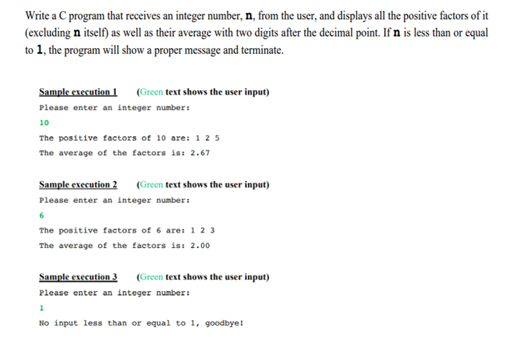 Solved Write a C program that receives an integer number, n, | Chegg.com