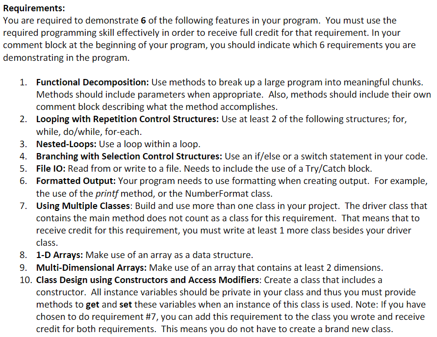 Solved Requirements: You are required to demonstrate 6 of | Chegg.com